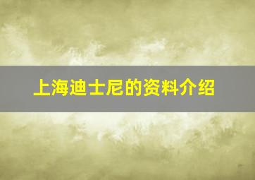 上海迪士尼的资料介绍