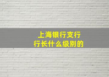 上海银行支行行长什么级别的