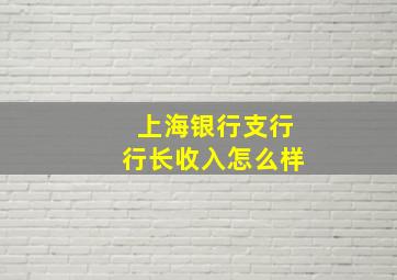 上海银行支行行长收入怎么样