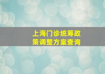 上海门诊统筹政策调整方案查询