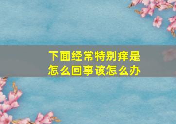 下面经常特别痒是怎么回事该怎么办