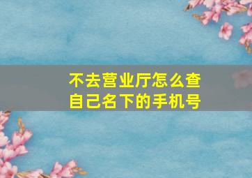 不去营业厅怎么查自己名下的手机号