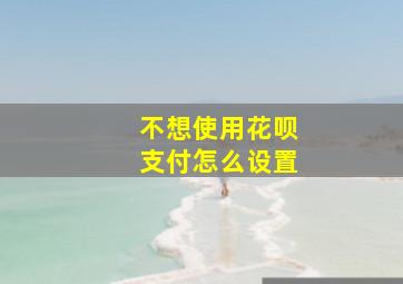 不想使用花呗支付怎么设置