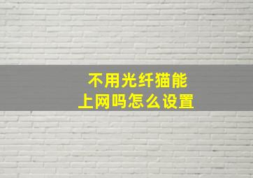 不用光纤猫能上网吗怎么设置