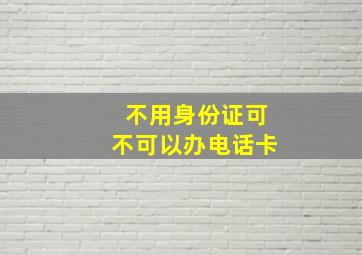 不用身份证可不可以办电话卡