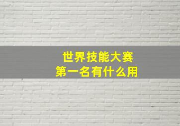 世界技能大赛第一名有什么用