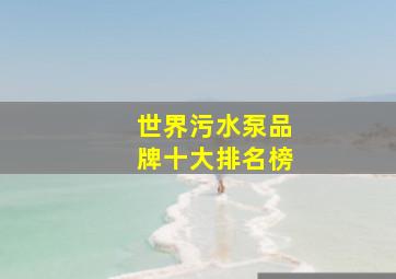 世界污水泵品牌十大排名榜