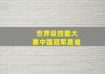 世界级技能大赛中国冠军是谁