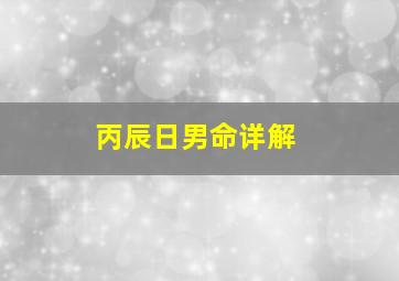 丙辰日男命详解