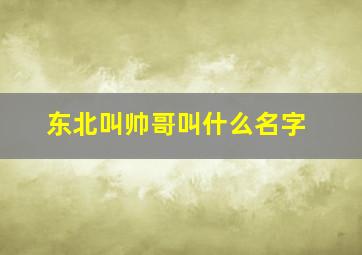 东北叫帅哥叫什么名字