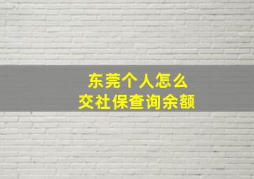 东莞个人怎么交社保查询余额