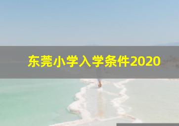 东莞小学入学条件2020