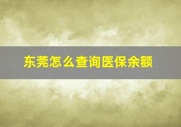 东莞怎么查询医保余额