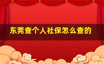 东莞查个人社保怎么查的