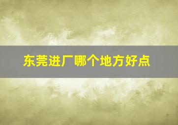 东莞进厂哪个地方好点