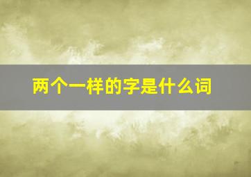 两个一样的字是什么词