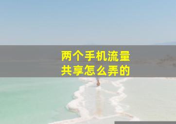 两个手机流量共享怎么弄的