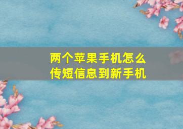 两个苹果手机怎么传短信息到新手机