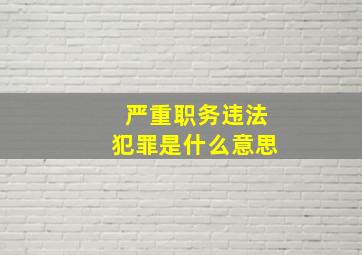 严重职务违法犯罪是什么意思