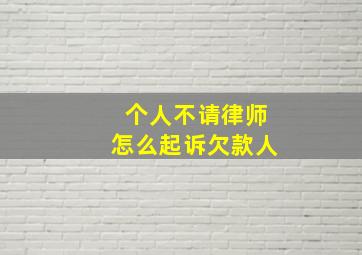 个人不请律师怎么起诉欠款人