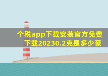 个税app下载安装官方免费下载20230.2克是多少豪