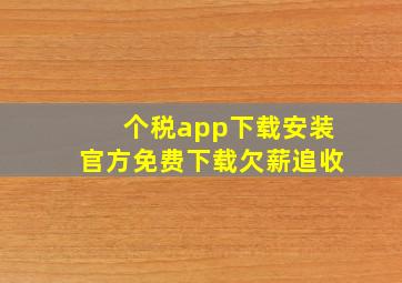 个税app下载安装官方免费下载欠薪追收