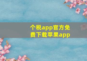 个税app官方免费下载苹果app