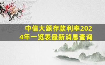 中信大额存款利率2024年一览表最新消息查询