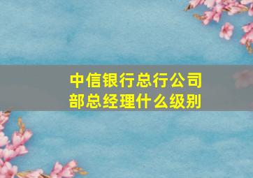 中信银行总行公司部总经理什么级别