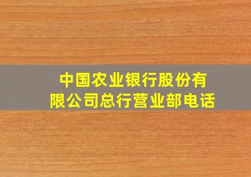 中国农业银行股份有限公司总行营业部电话