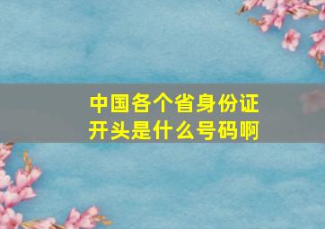 中国各个省身份证开头是什么号码啊