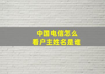 中国电信怎么看户主姓名是谁