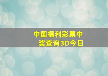 中国福利彩票中奖查询3D今日