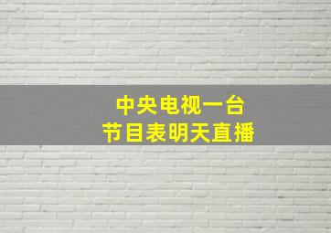 中央电视一台节目表明天直播