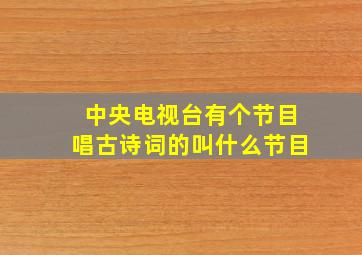 中央电视台有个节目唱古诗词的叫什么节目