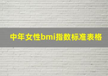 中年女性bmi指数标准表格