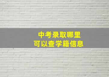 中考录取哪里可以查学籍信息