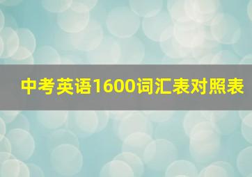 中考英语1600词汇表对照表