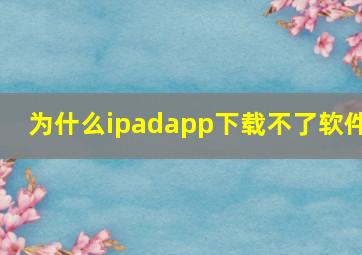 为什么ipadapp下载不了软件