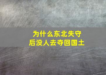 为什么东北失守后没人去夺回国土