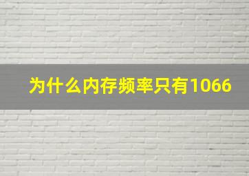 为什么内存频率只有1066