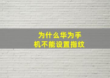 为什么华为手机不能设置指纹