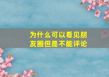 为什么可以看见朋友圈但是不能评论