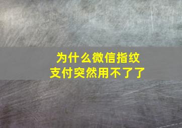 为什么微信指纹支付突然用不了了