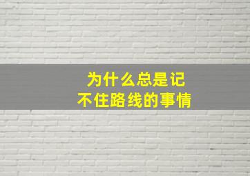 为什么总是记不住路线的事情