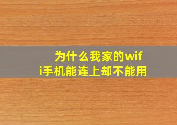 为什么我家的wifi手机能连上却不能用