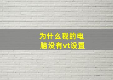 为什么我的电脑没有vt设置