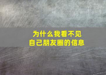 为什么我看不见自己朋友圈的信息