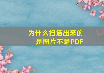 为什么扫描出来的是图片不是PDF