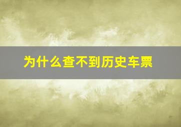 为什么查不到历史车票